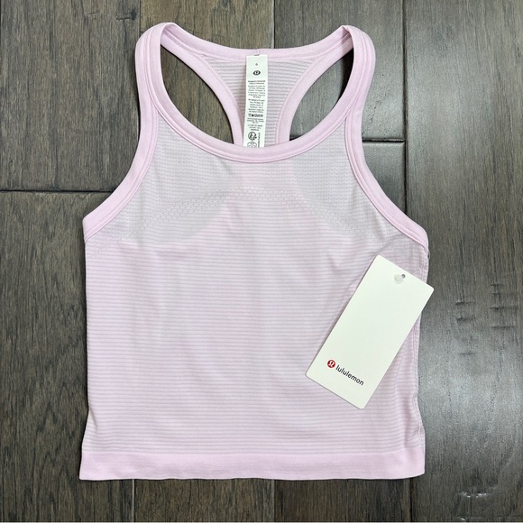 Lululemon NWT Swiftly Tech Cropped Racerback Tank Top 2.0 Pink Organza - Picture 1 of 6